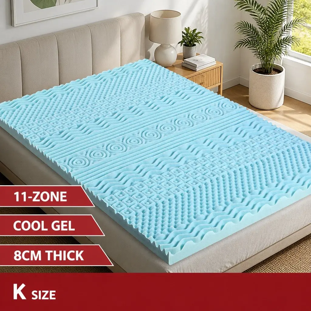 Blue Memory Foam Mattress Topper 11-Zone King