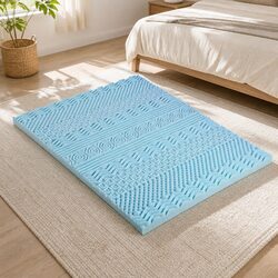 11-Zone Memory Foam Mattress Topper 8cm Queen Blue