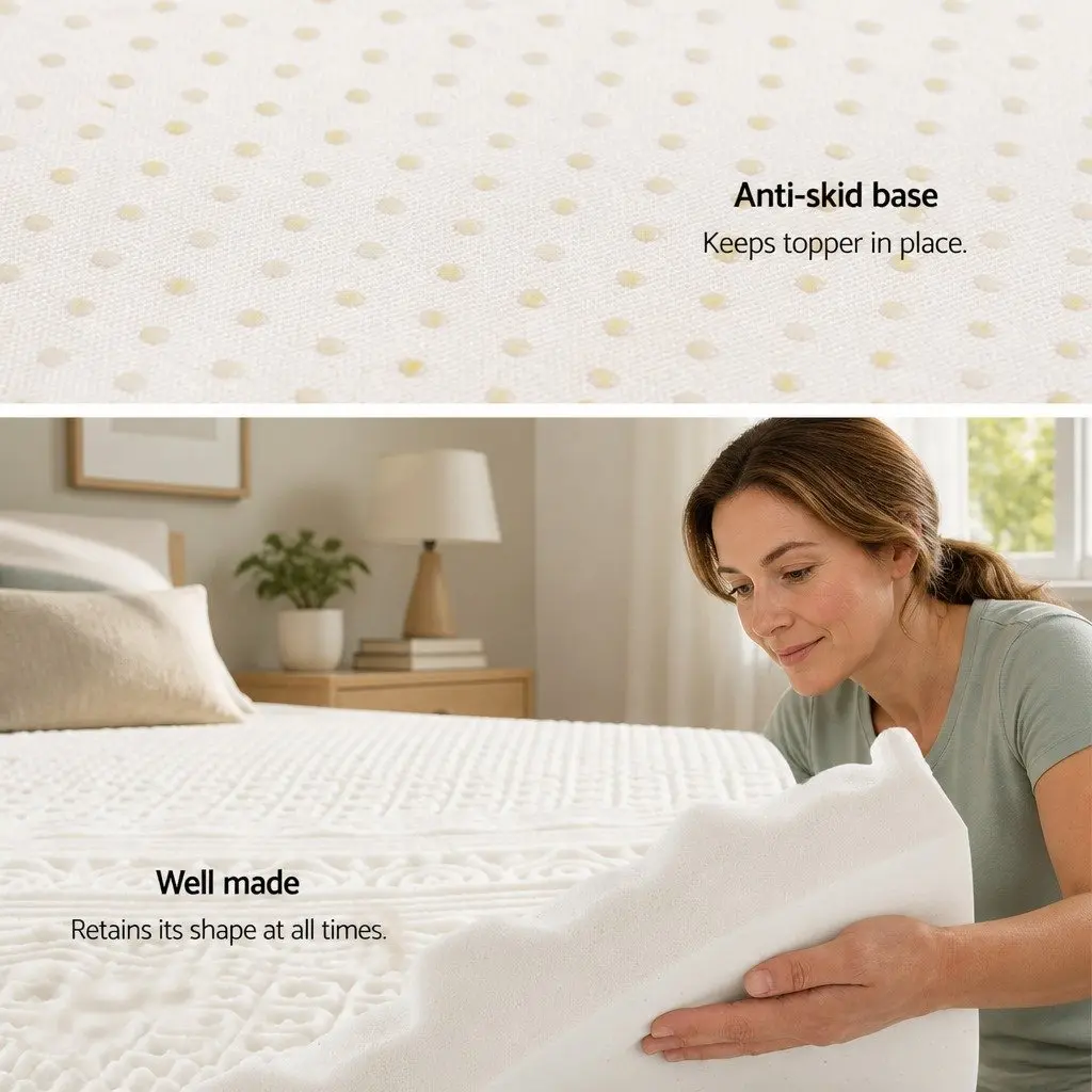 Memory Foam Mattress Topper Visco Elastic 8cm Queen Blue 11-Zone Contoured Support