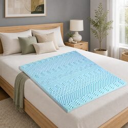 Premium 11-Zone Memory Foam Mattress Topper in Blue