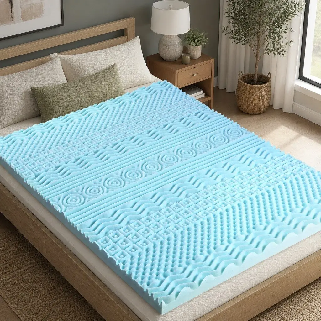 Memory Foam Mattress Topper 8cm Single Blue