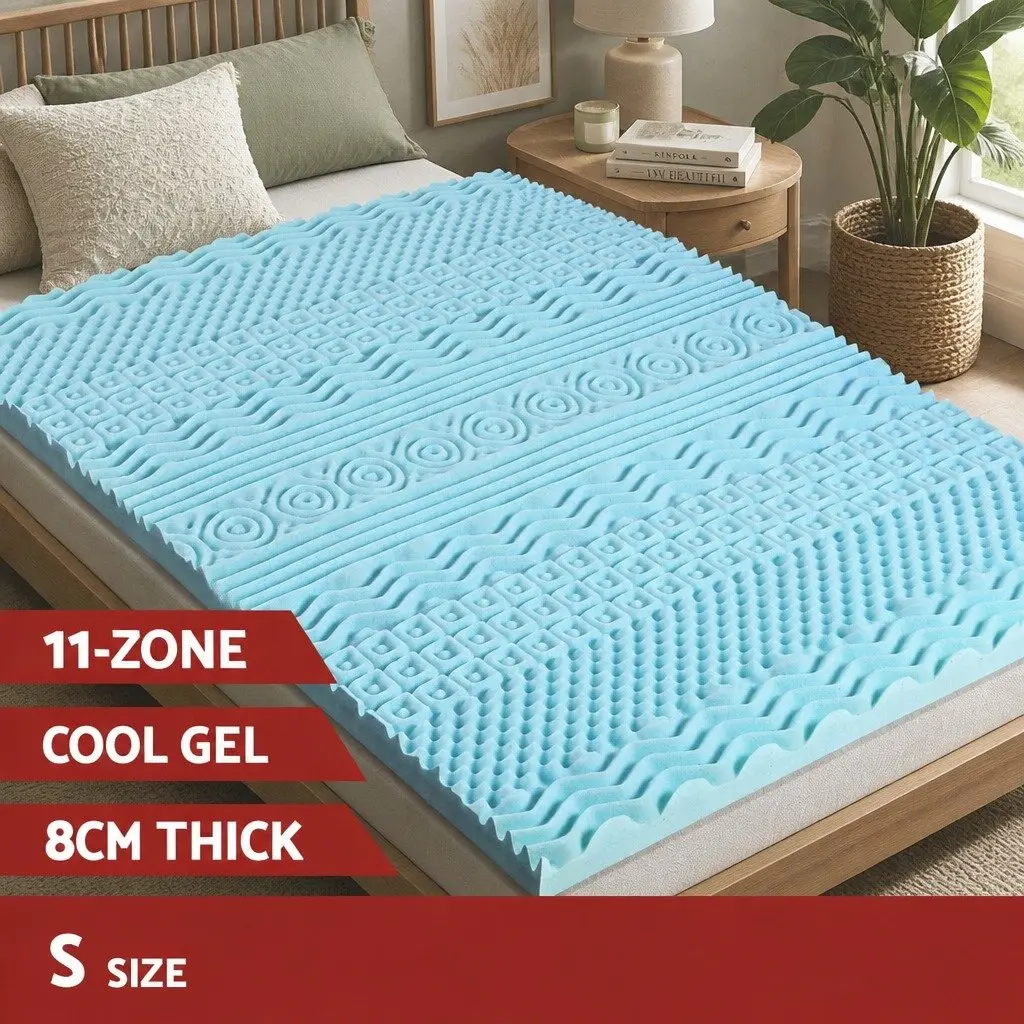 Memory Foam Mattress Topper 8cm Single Blue