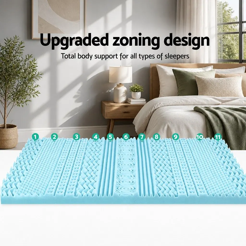 Memory Foam Mattress Topper 8cm Single Blue