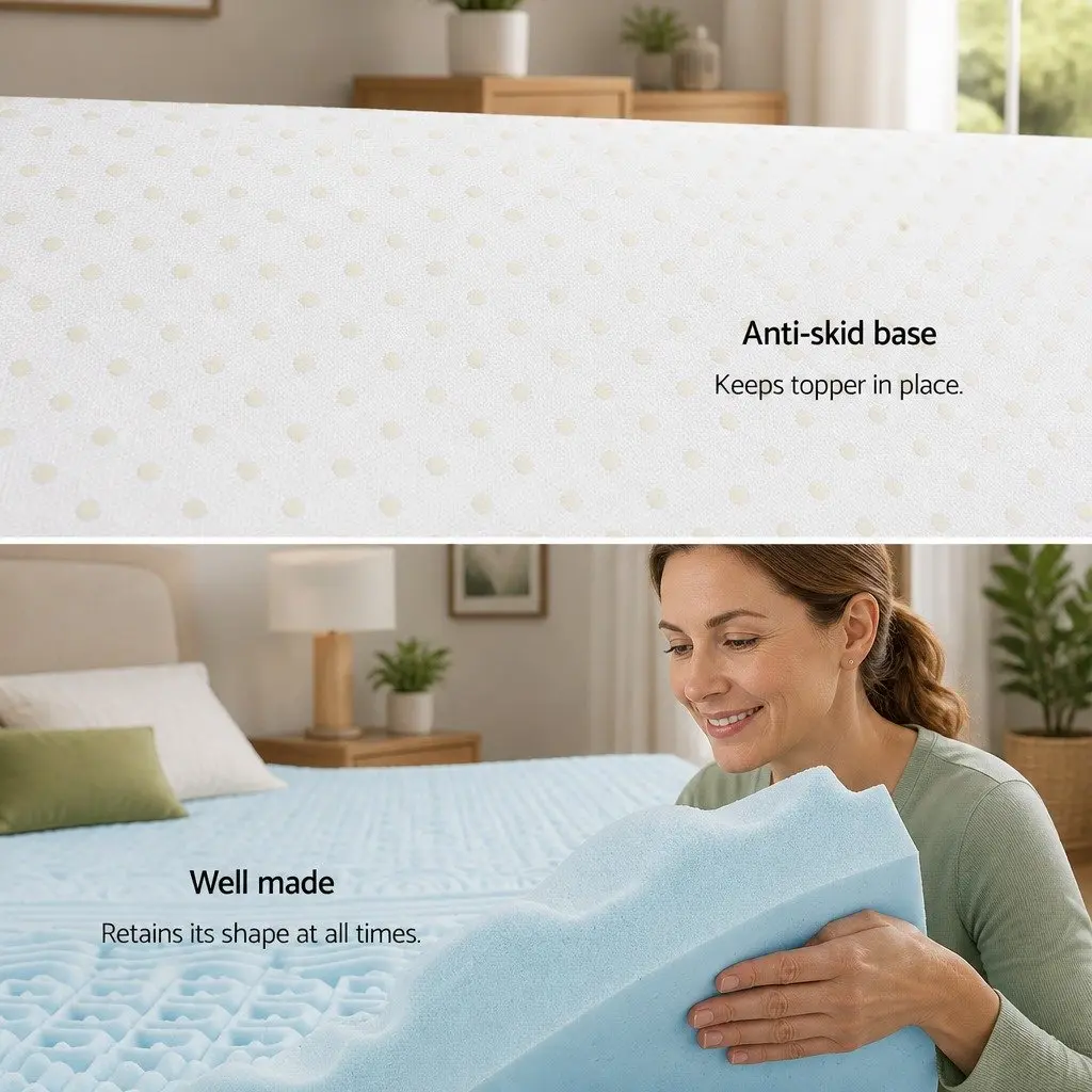 Memory Foam Mattress Topper 8cm Single Blue