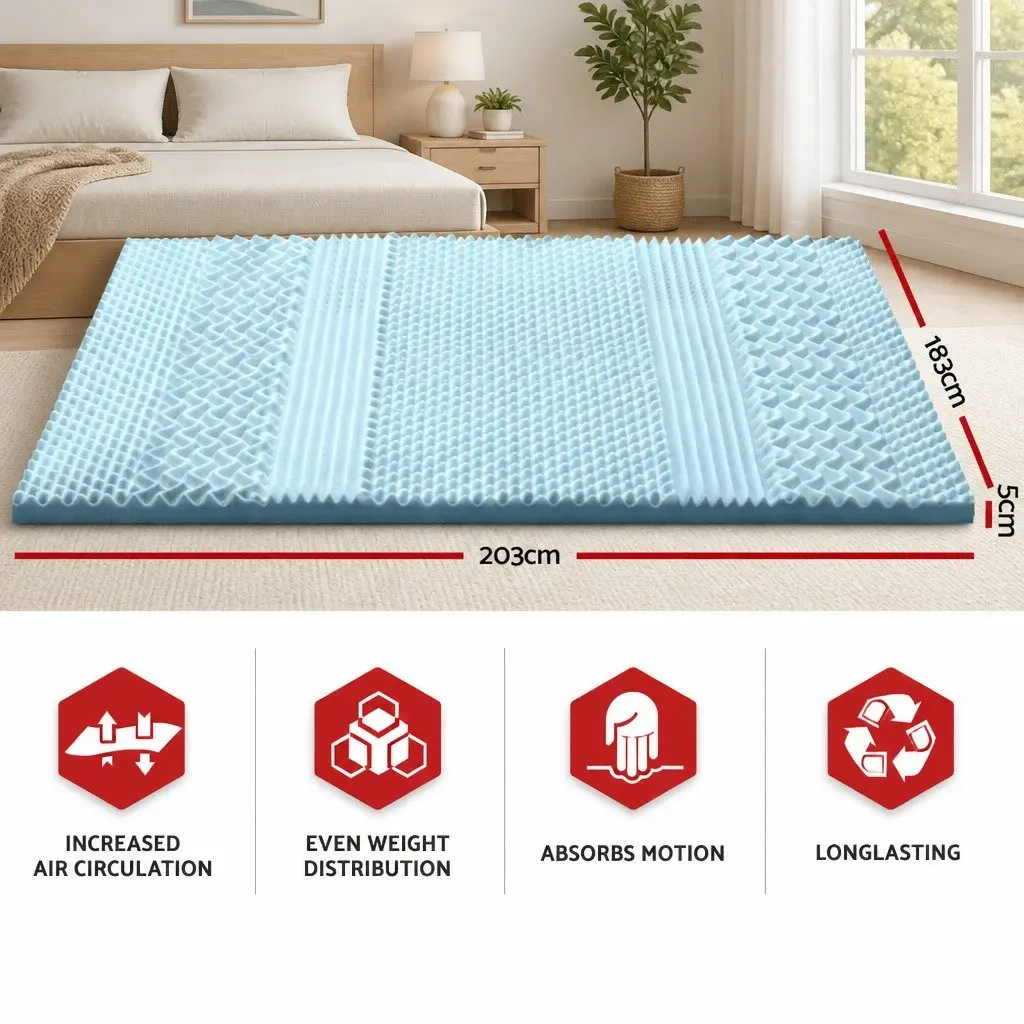 Memory Foam Mattress Topper 7-Zone King Size 5cm Thick Comfort Support Layer