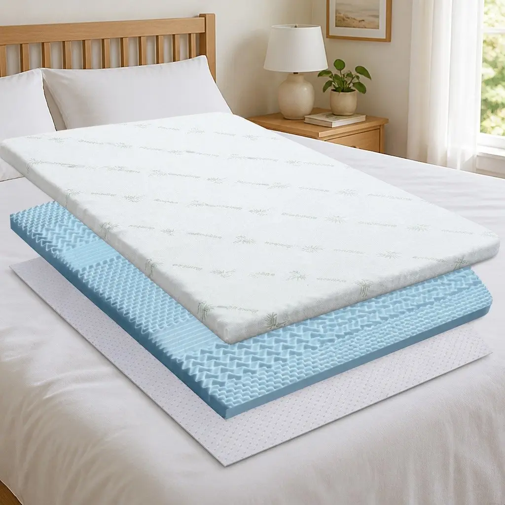 Memory Foam Mattress Topper 7-Zone King Size 5cm Thick Comfort Support Layer