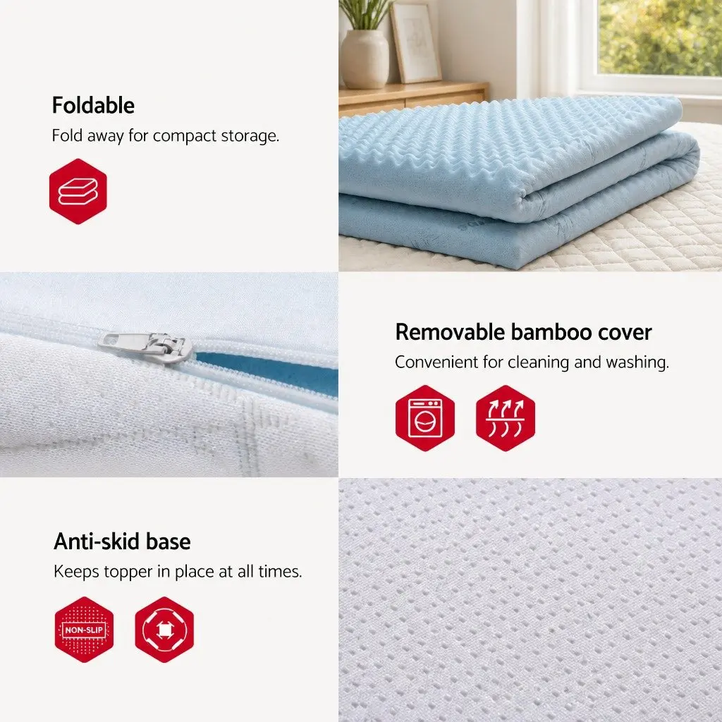 Memory Foam Mattress Topper 7-Zone King Size 5cm Thick Comfort Support Layer