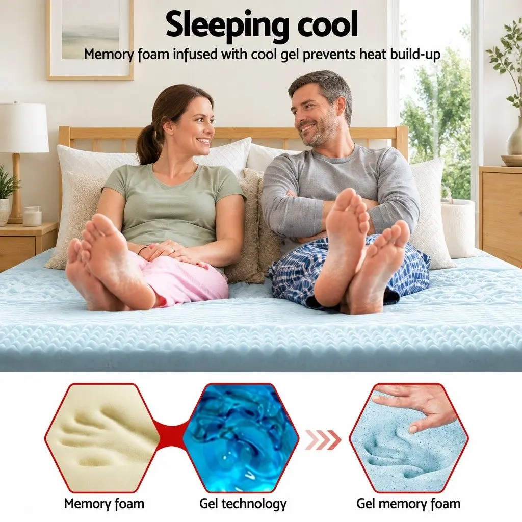 Memory Foam Mattress Topper 7-Zone King Size 5cm Thick Comfort Support Layer