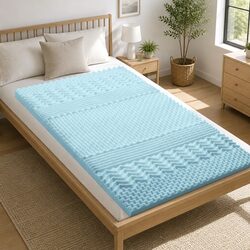 7-Zone King Single Memory Foam Mattress Topper 5cm Blue
