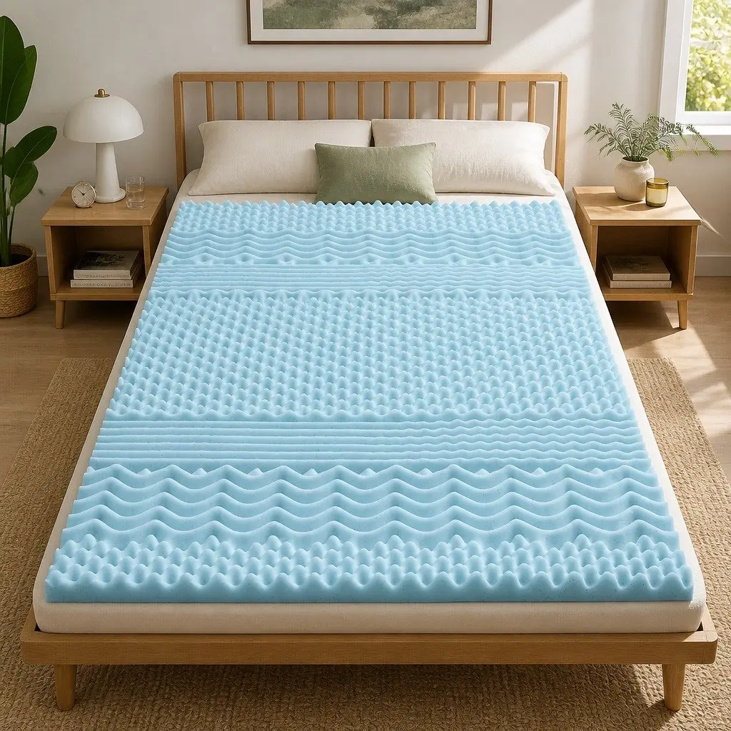 7-Zone King Single Memory Foam Mattress Topper 5cm Blue