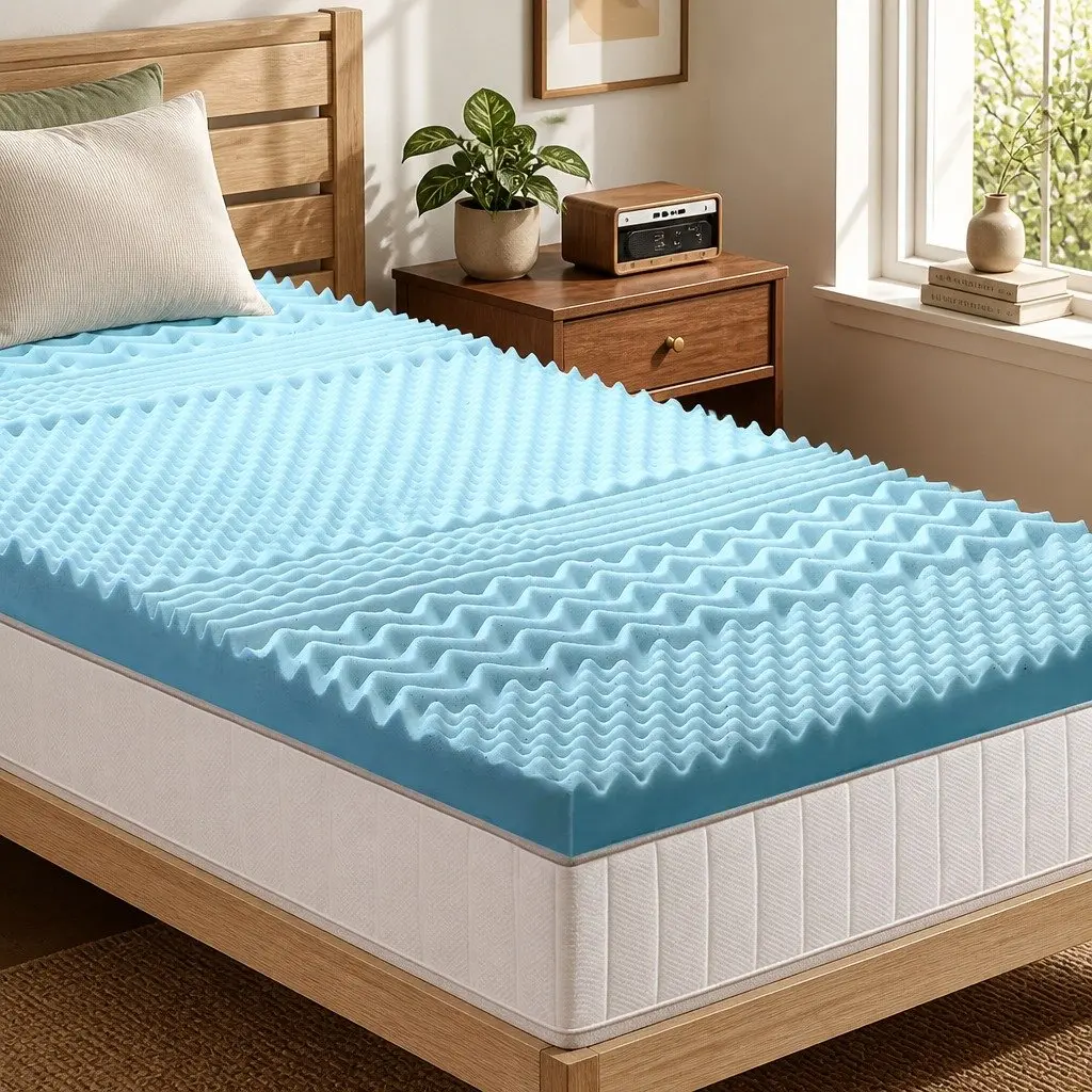 7-Zone King Single Memory Foam Mattress Topper 5cm Blue