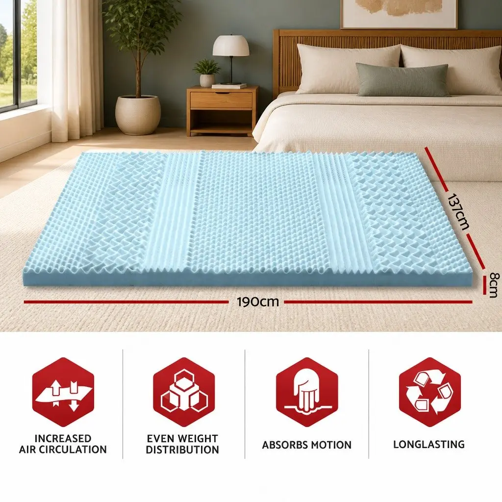 Double Memory Foam Mattress Topper 8cm with 7 Zones