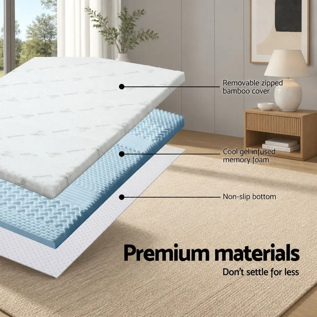 Double Memory Foam Mattress Topper 8cm with 7 Zones