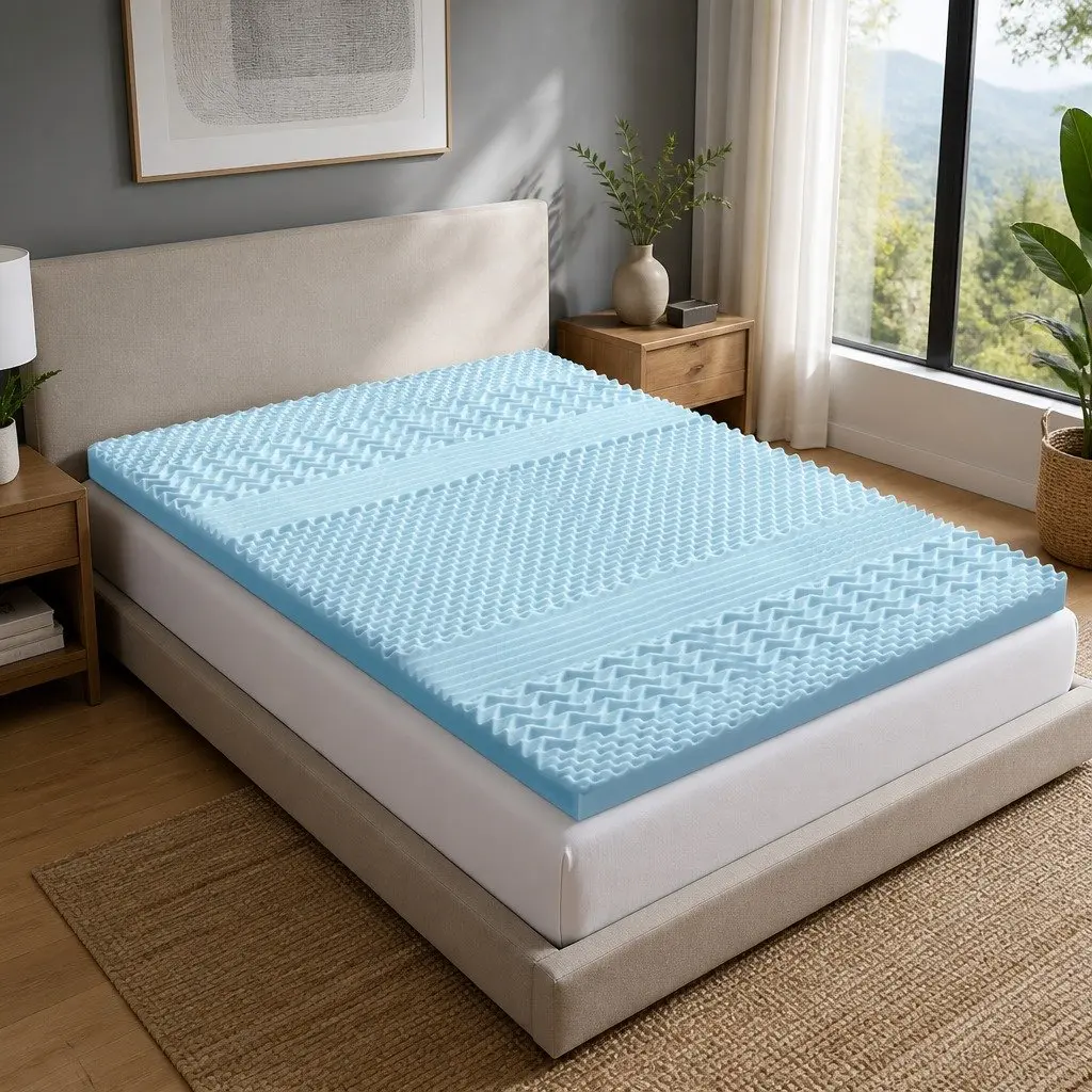 Double Memory Foam Mattress Topper 8cm with 7 Zones