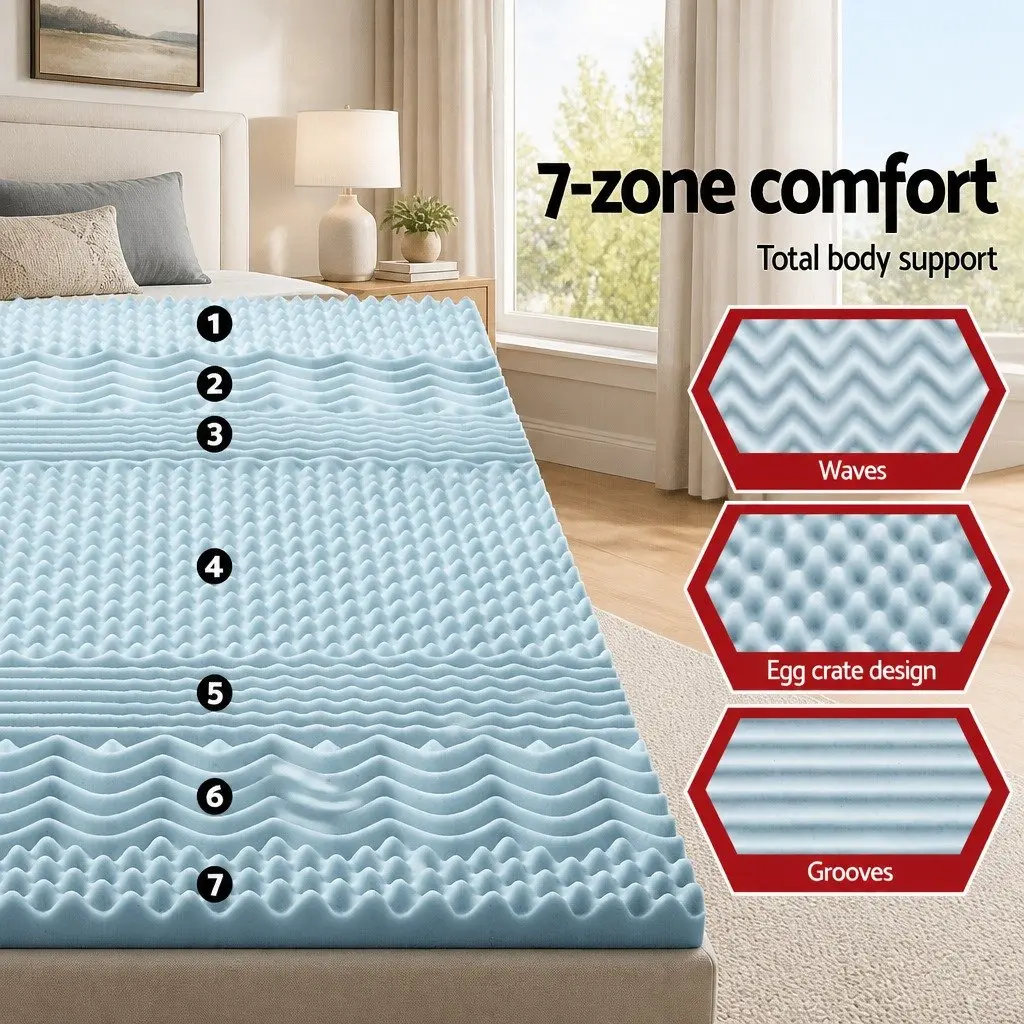 7-Zone Memory Foam Mattress Topper 8cm Queen