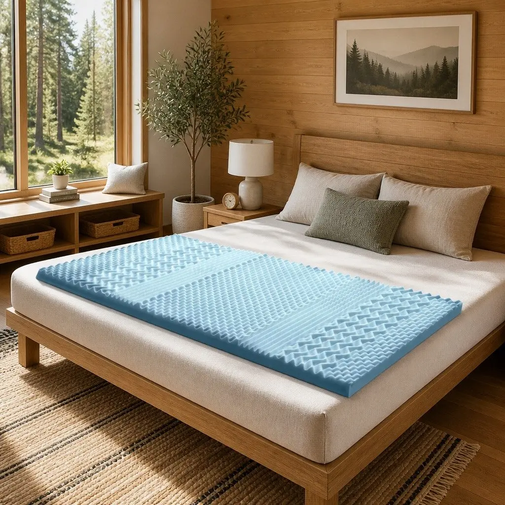 Memory Foam Mattress Topper Single 8cm 7-Zone Contoured Support Breathable