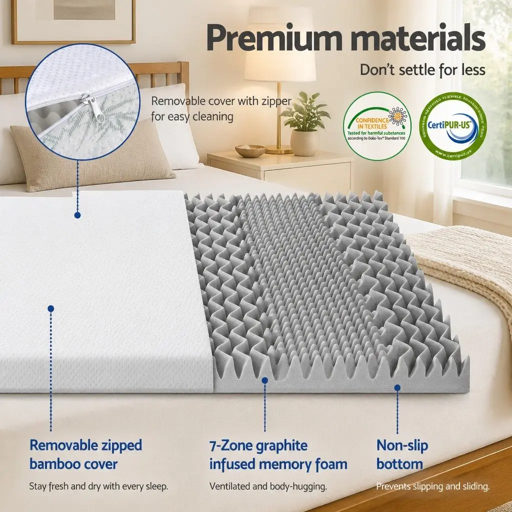 Graphite-Infused 8cm Memory Foam Mattress Topper