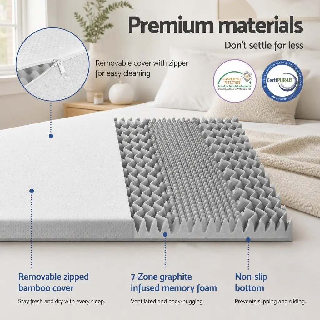 8cm Memory Foam Mattress Topper King Size