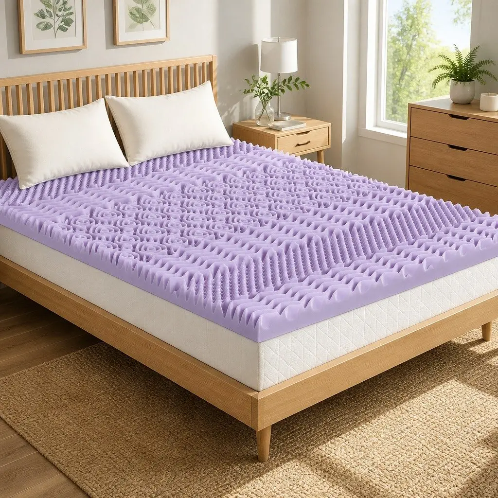 Lavender Bamboo 8cm Memory Foam Mattress Topper Double Bed