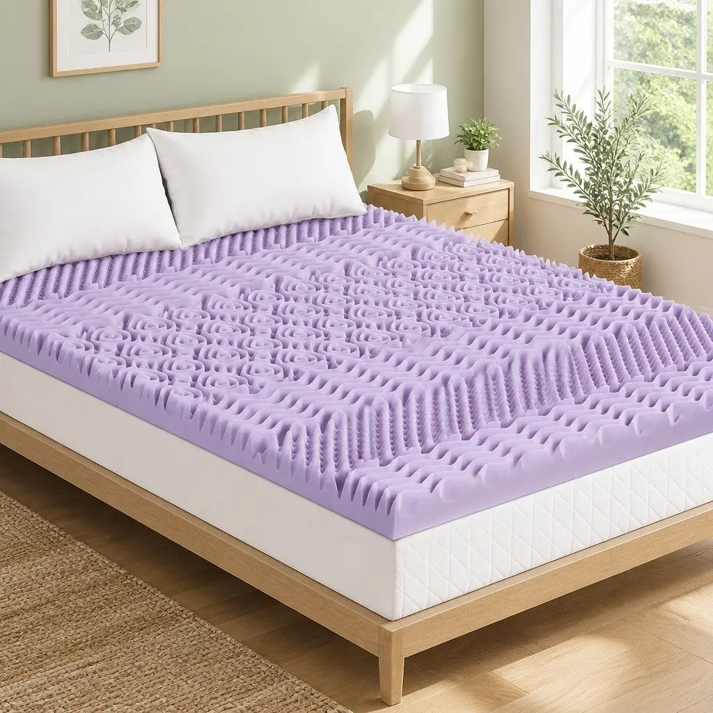 Memory Foam Mattress Topper 8cm King Lavender Bamboo Cover