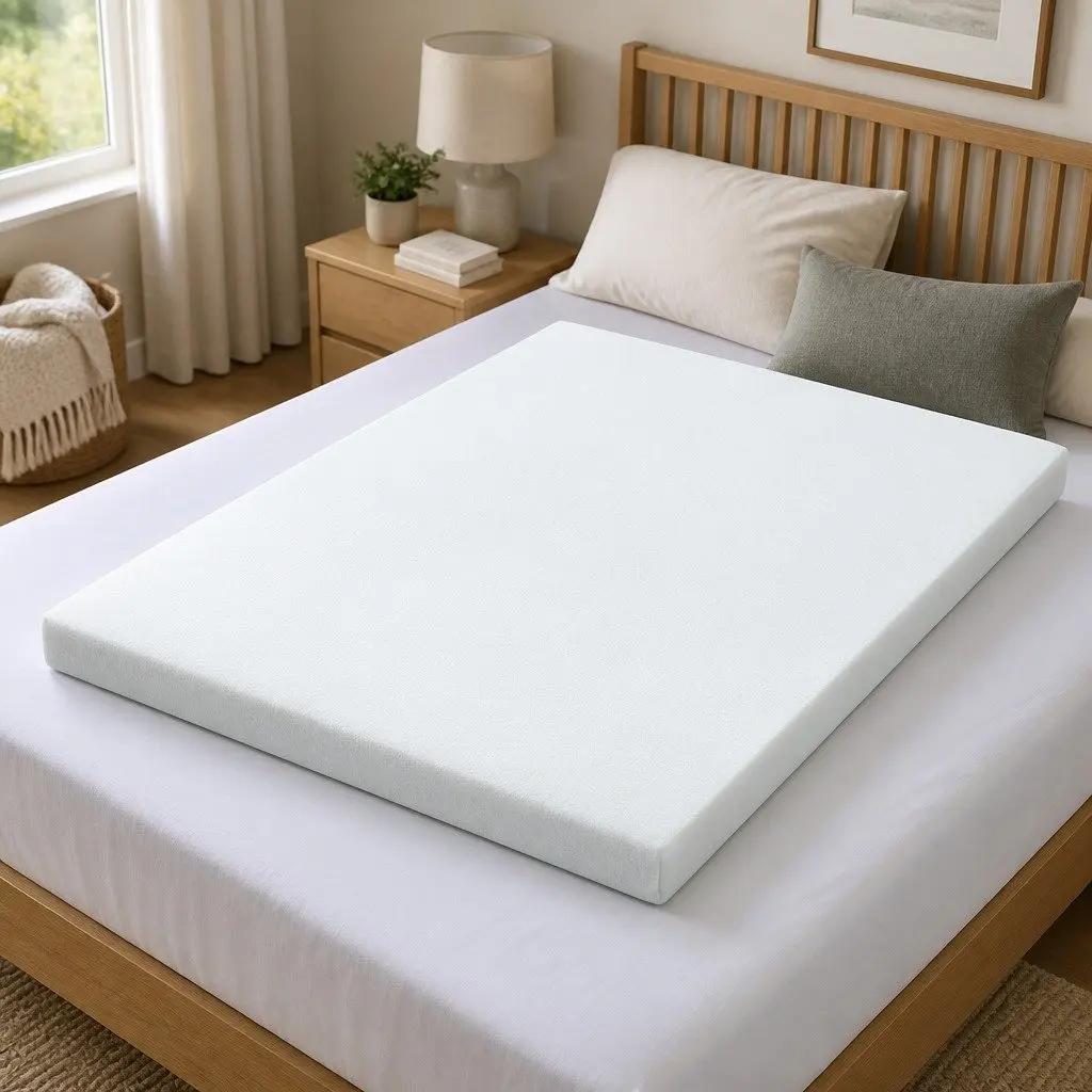 Memory Foam Mattress Topper Gel-Infused Queen 10cm White or Blue