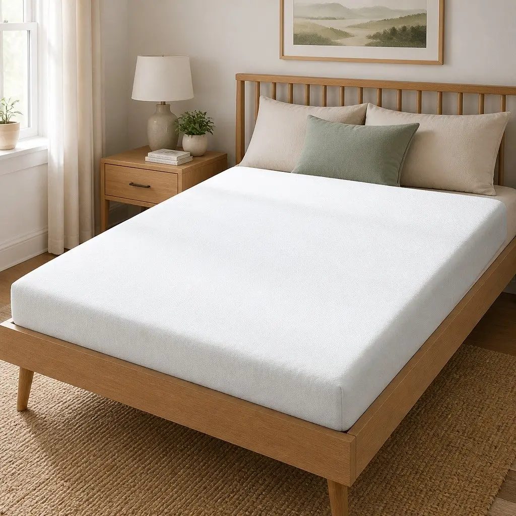 Memory Foam Mattress Topper Gel Infused 10cm Single Bed Bamboo Cover Blue