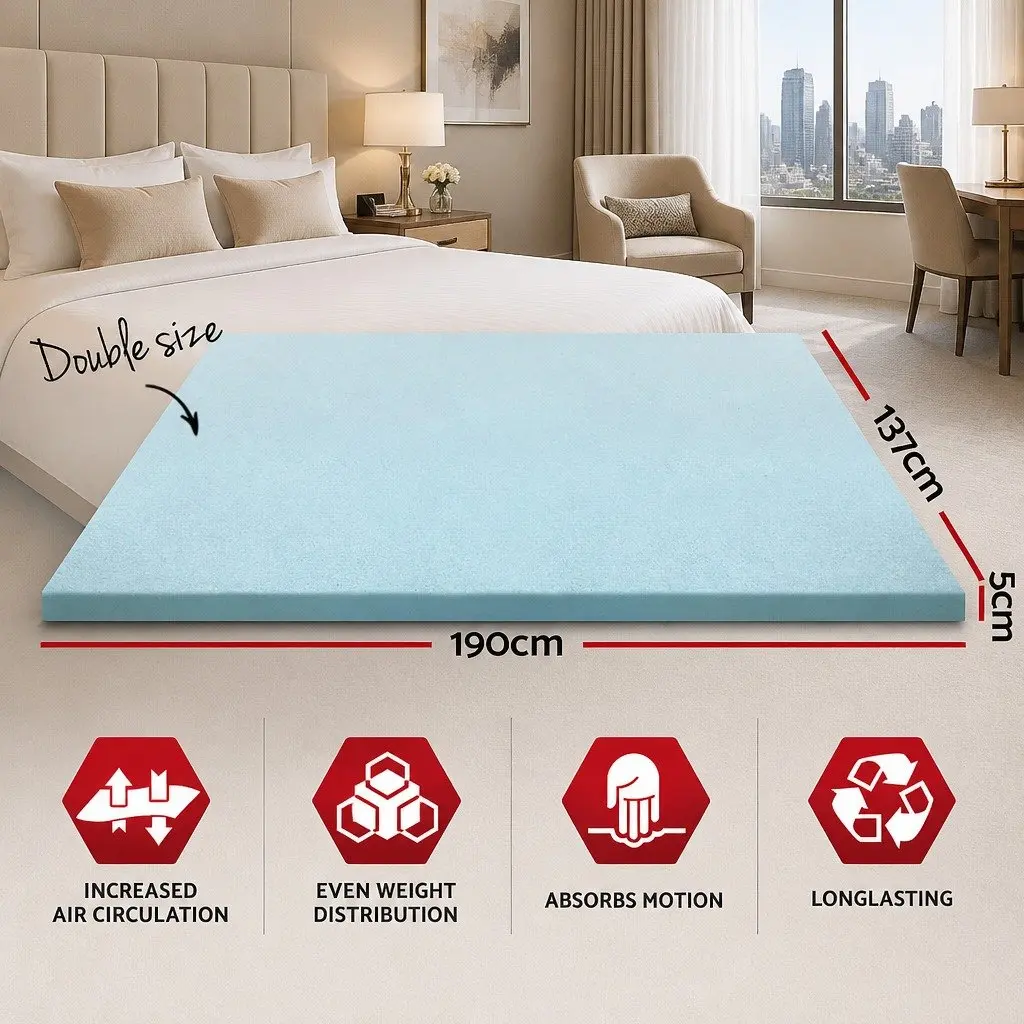 Double Bed Gel Memory Foam Mattress Topper 5cm
