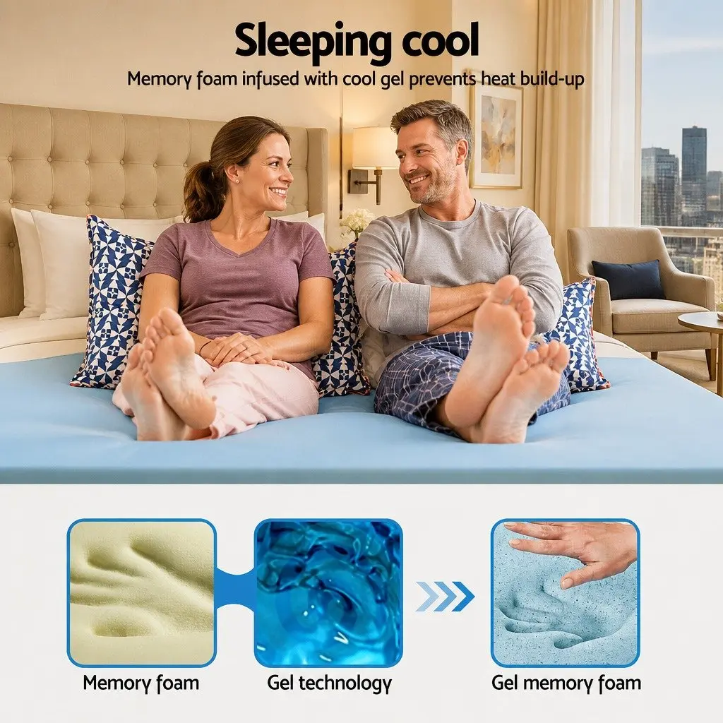Double Bed Gel Memory Foam Mattress Topper 5cm