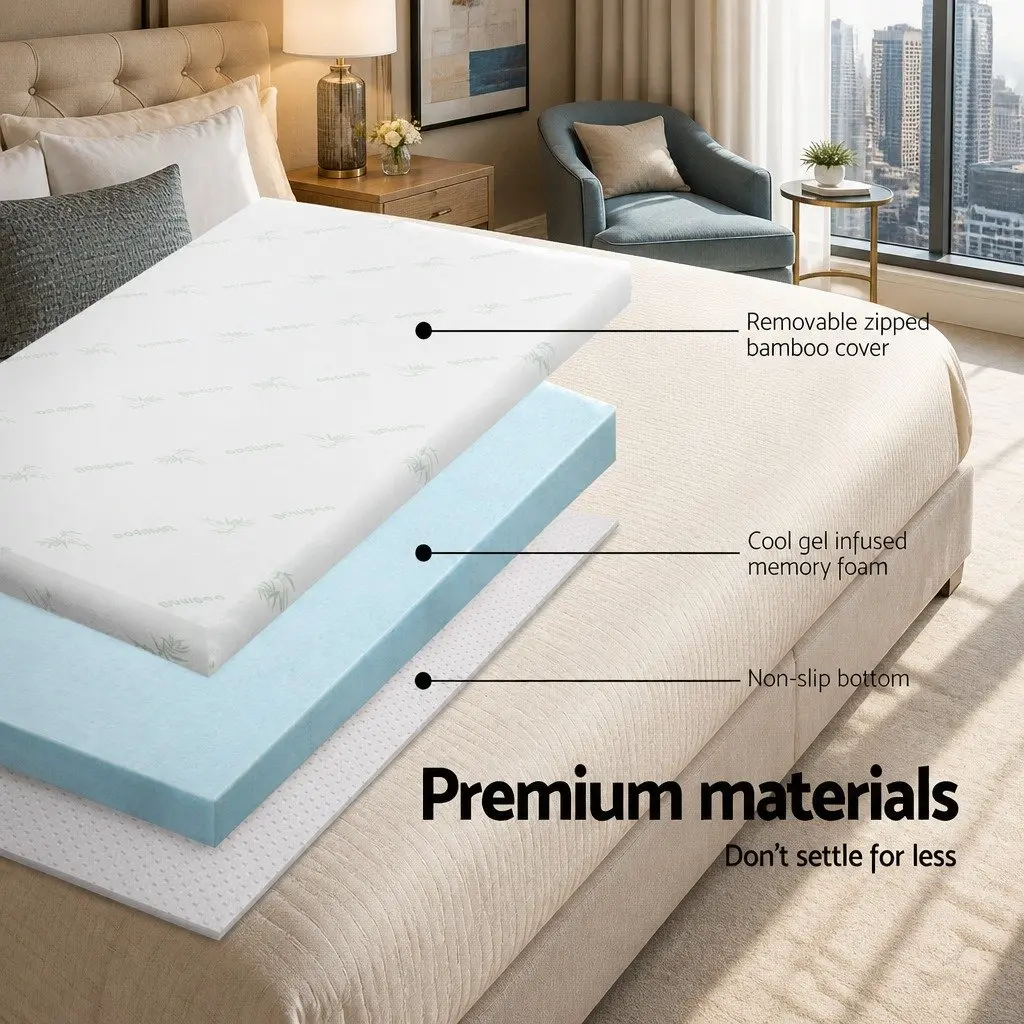 Double Bed Gel Memory Foam Mattress Topper 5cm