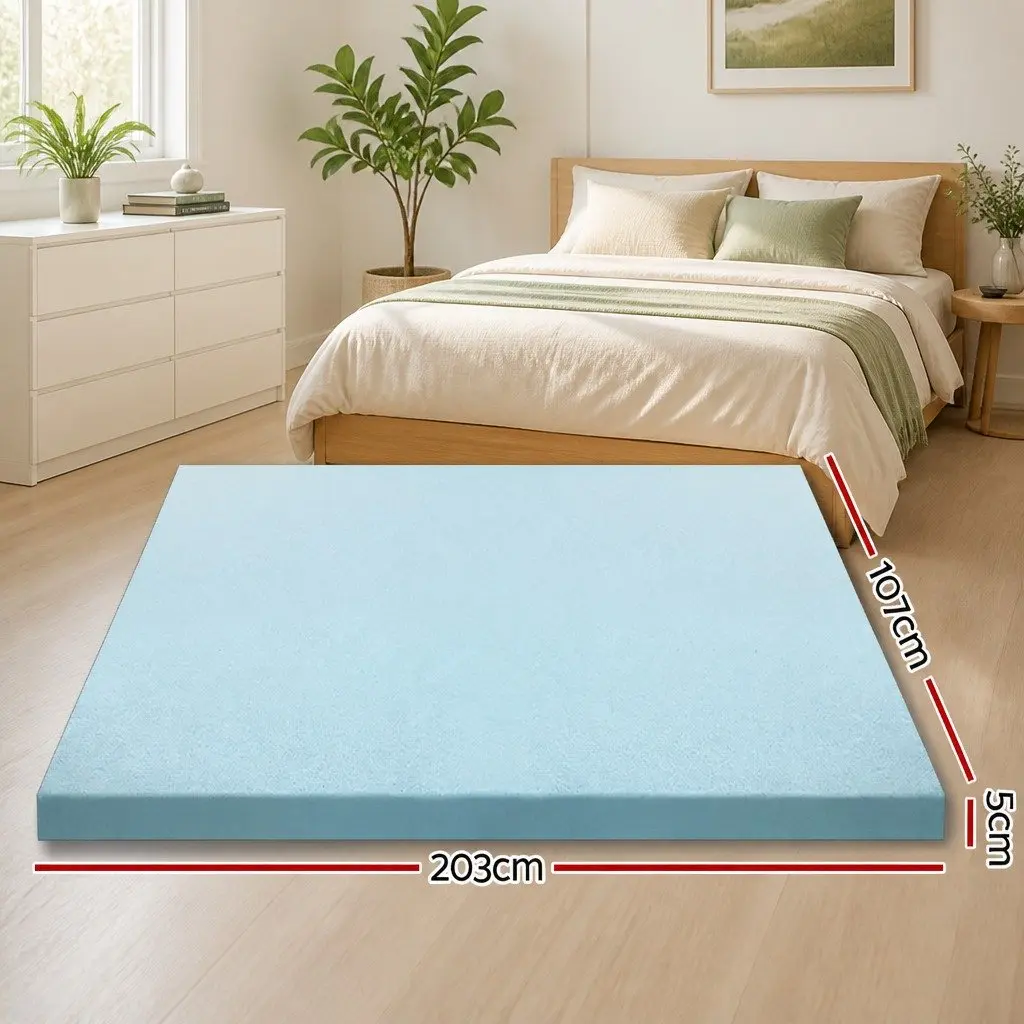 Cool Gel Memory Foam Mattress Topper 5cm King Single