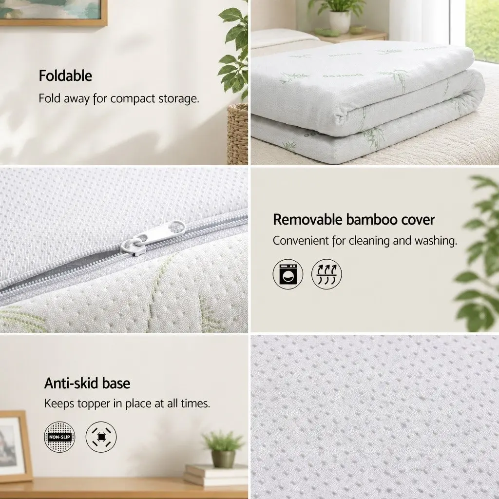 Cool Gel Memory Foam Mattress Topper 5cm King Single