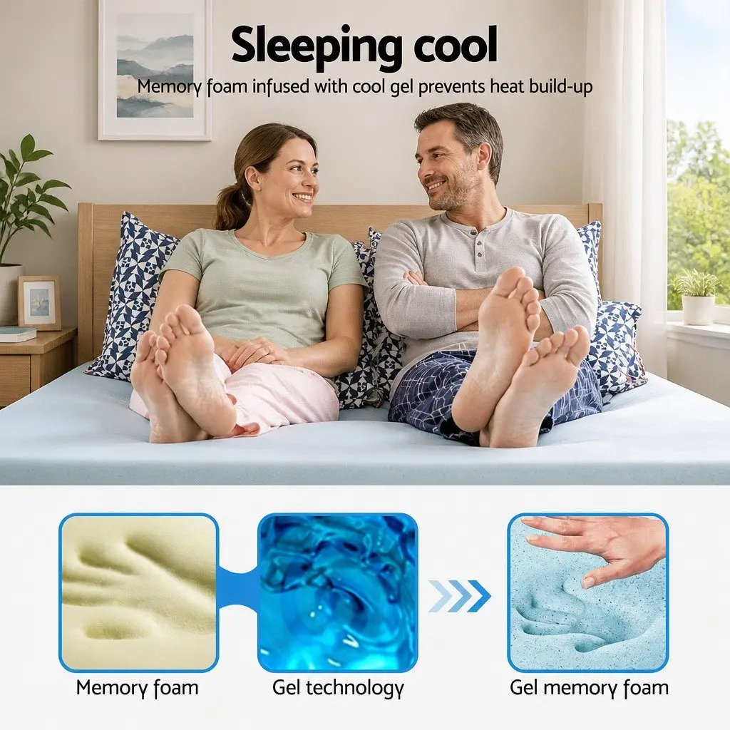 Queen Gel-Infused Memory Foam Mattress Topper 8cm