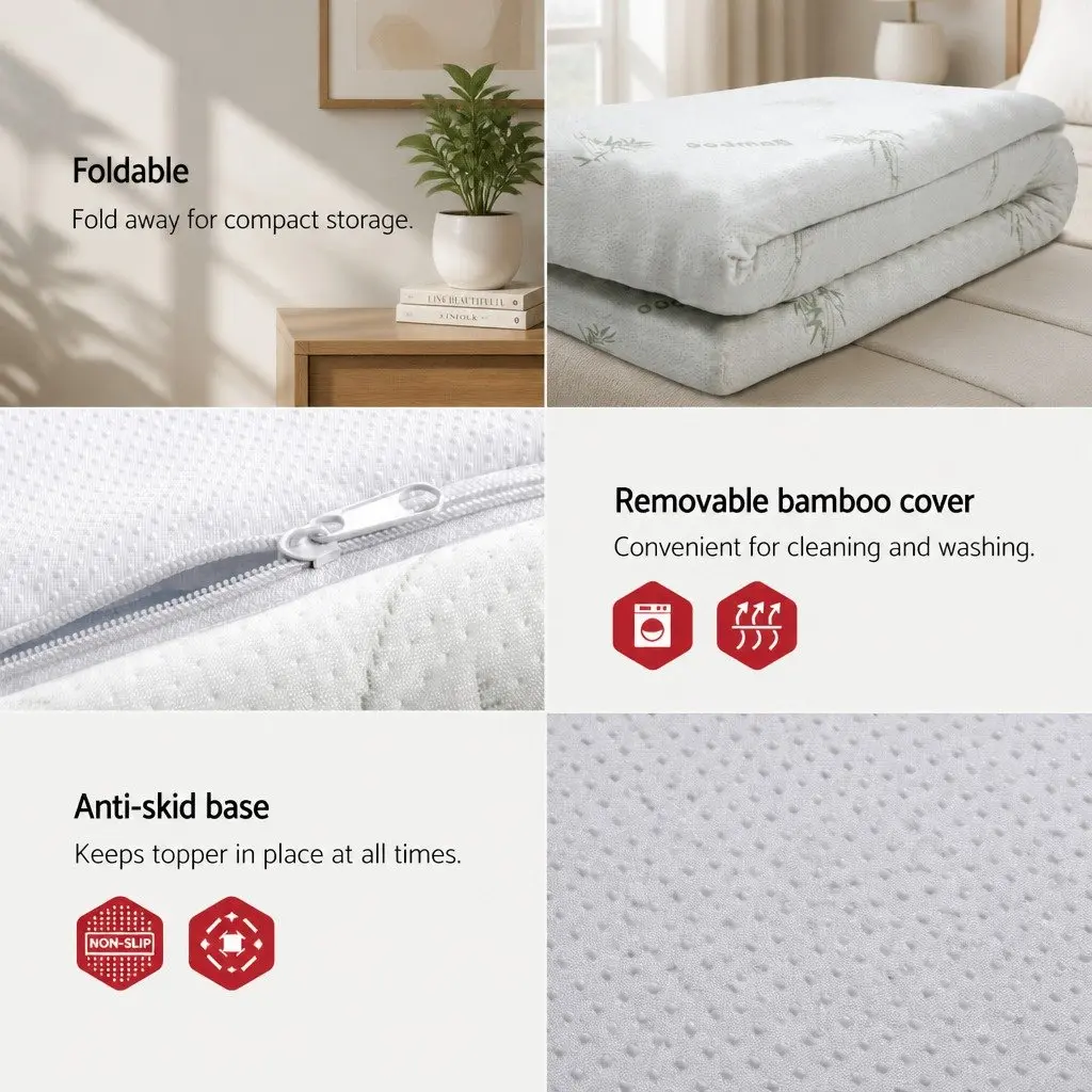 Queen Gel-Infused Memory Foam Mattress Topper 8cm