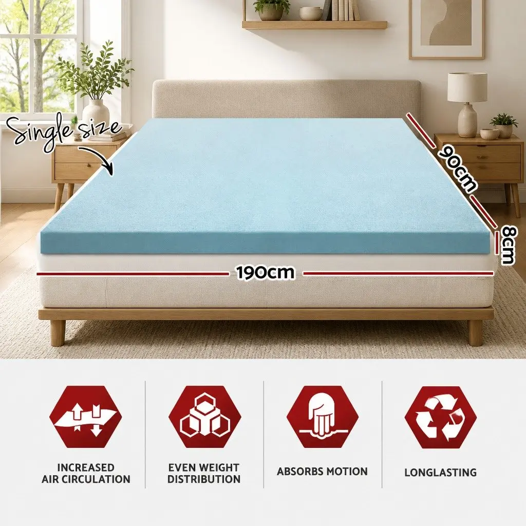 Single 8cm Memory Foam Mattress Topper with Cool Gel