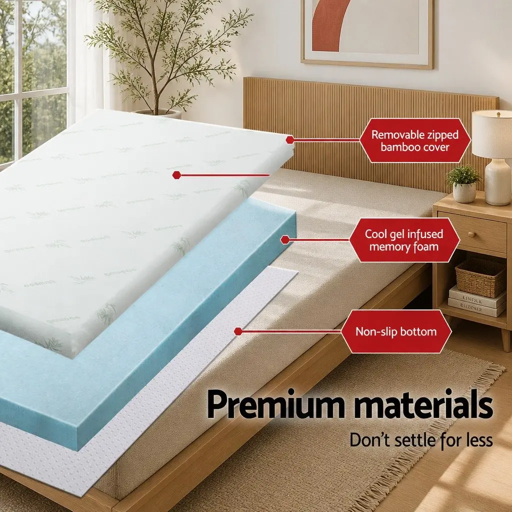 Single 8cm Memory Foam Mattress Topper with Cool Gel