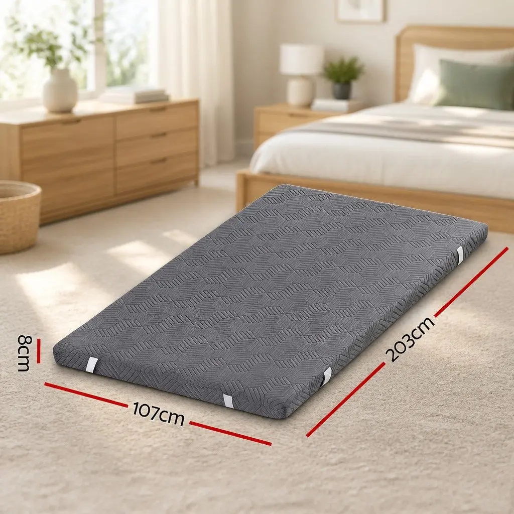 Dual Layer Gel Memory Foam Mattress Topper 8cm King Single Grey