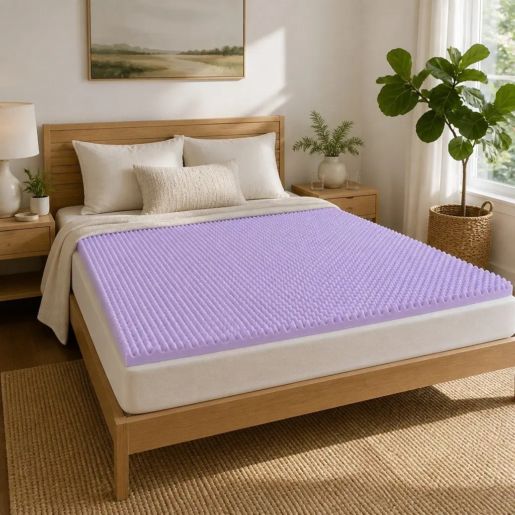 King 5cm Lavender Infused Memory Foam Mattress Topper