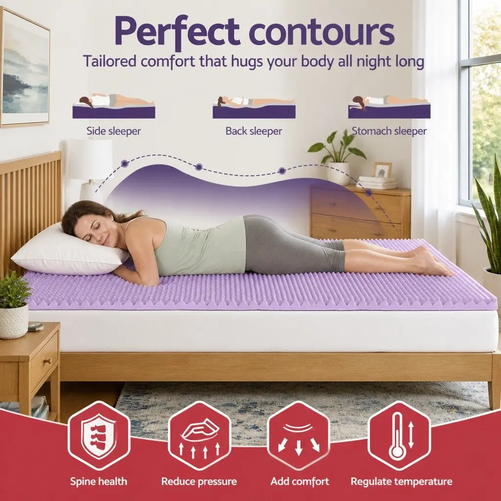 Memory Foam Mattress Topper 5cm Lavender Infused King Egg Crate