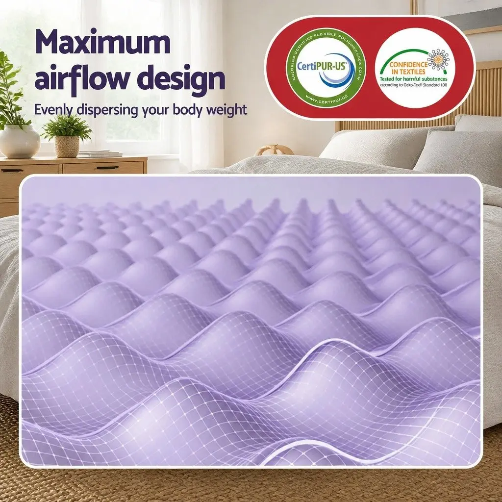 Memory Foam Mattress Topper 5cm Lavender Infused King Egg Crate