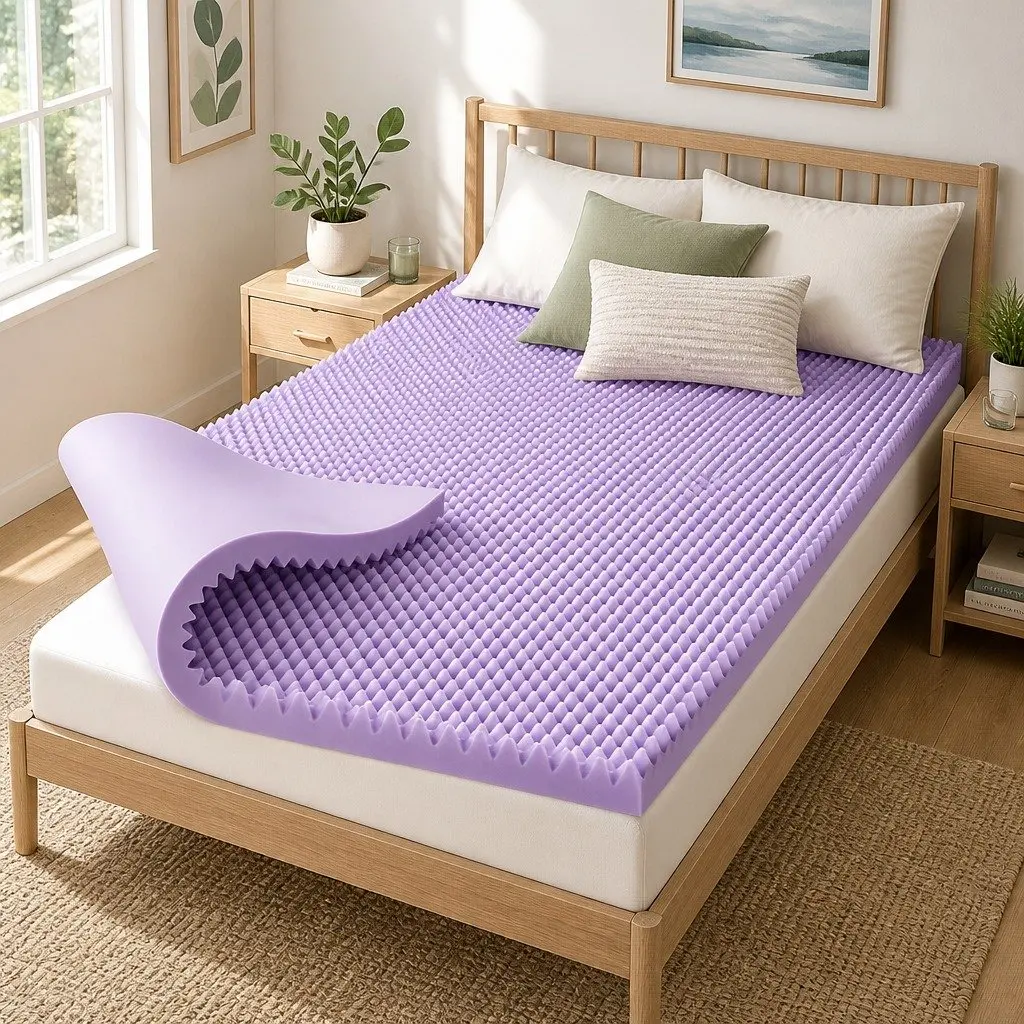Memory Foam Mattress Topper 5cm Lavender Infused King Egg Crate