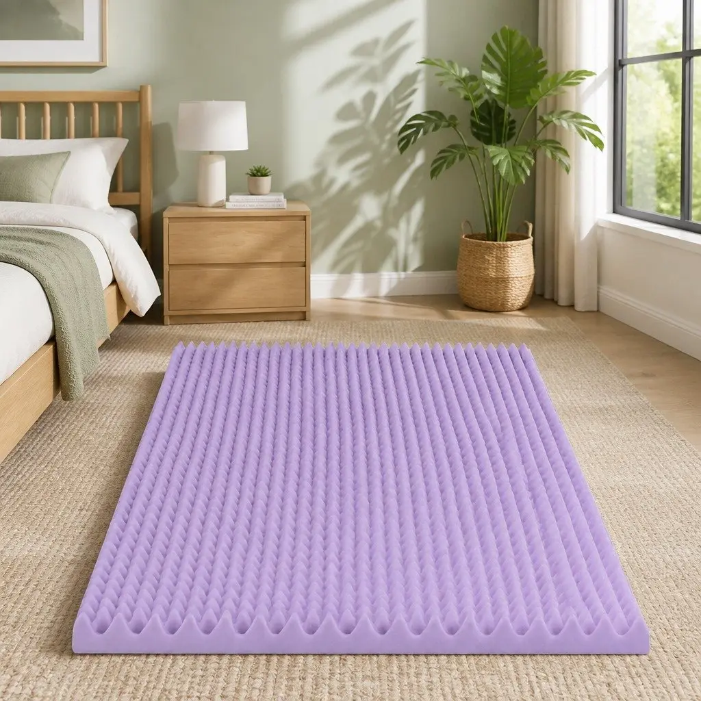 Memory Foam Mattress Topper 5cm Egg Crate King Single Lavender