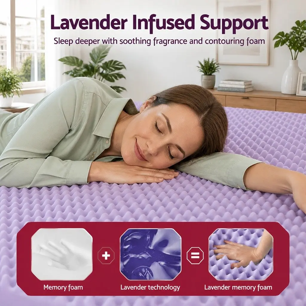 Lavender Infused Queen Memory Foam Mattress Topper