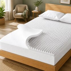 Foam Mattress Topper Egg Crate 5cm Double White Comfort Support Pad