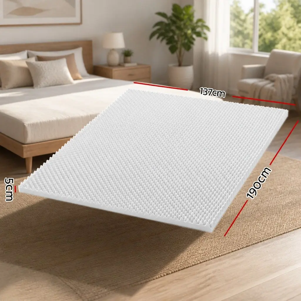 Foam Mattress Topper Egg Crate 5cm Double White Comfort Support Pad