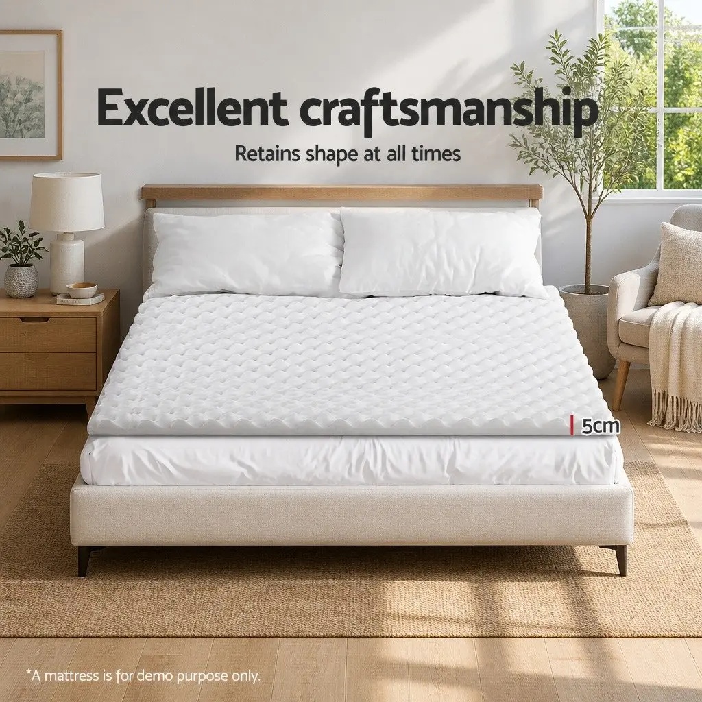 Foam Mattress Topper Egg Crate 5cm Double White Comfort Support Pad