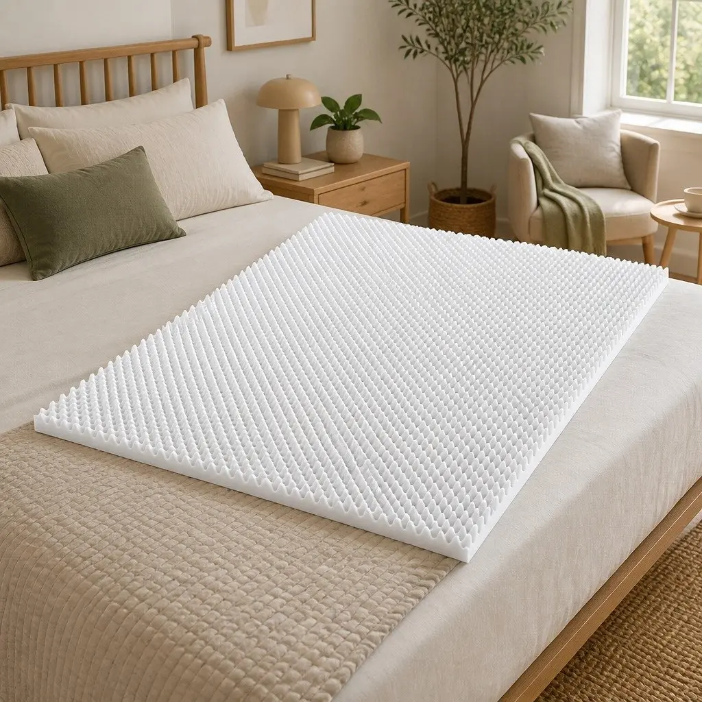 Foam Mattress Topper Egg Crate 5cm Double White Comfort Support Pad