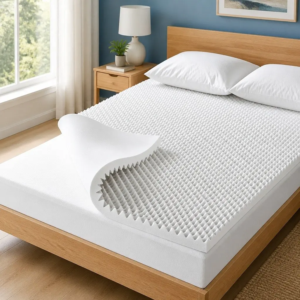 Egg Crate Memory Foam Mattress Topper 5cm King White