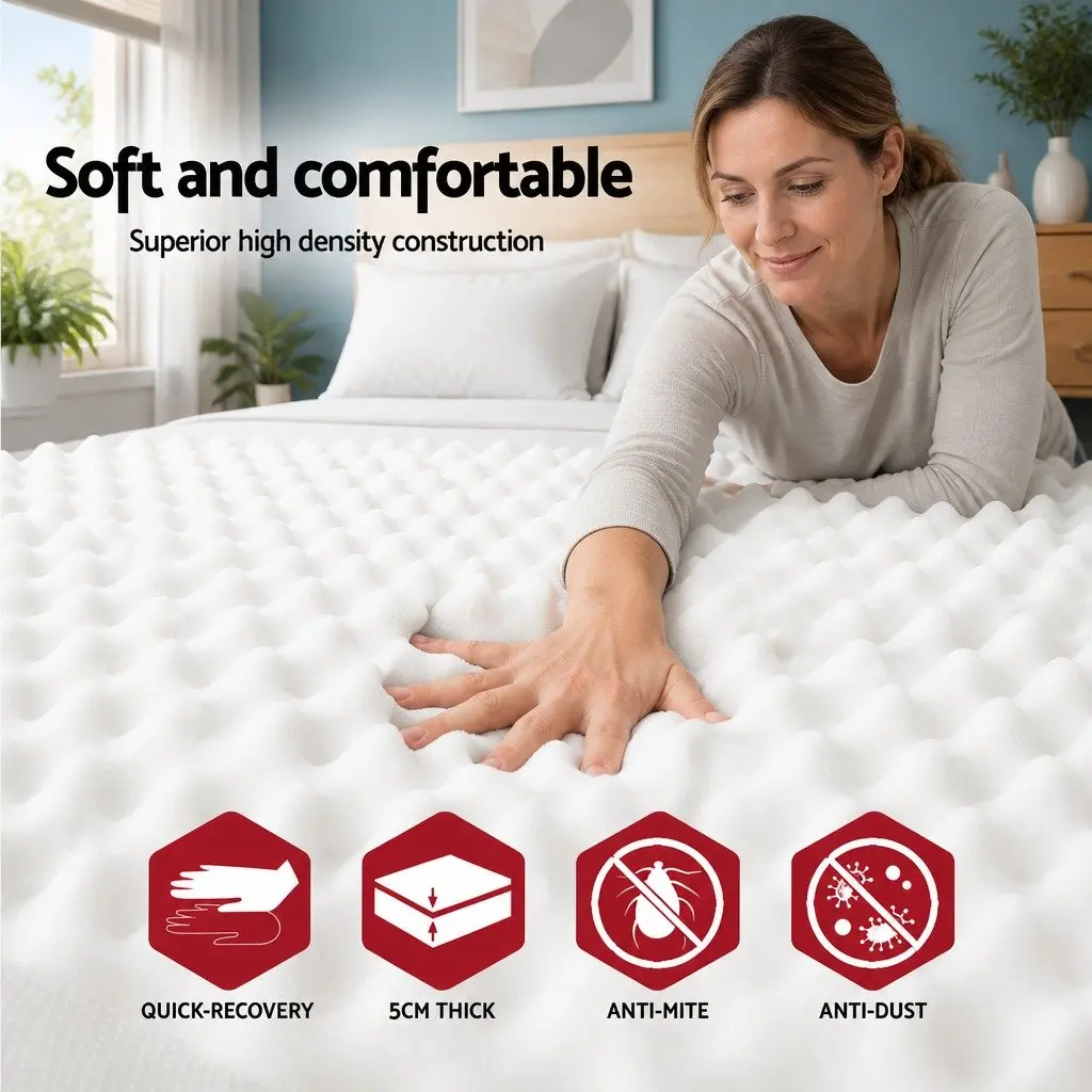 Egg Crate Memory Foam Mattress Topper 5cm King White