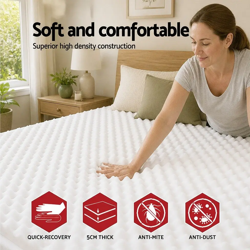 5cm Thick Egg Crate Memory Foam Mattress Topper for Queen