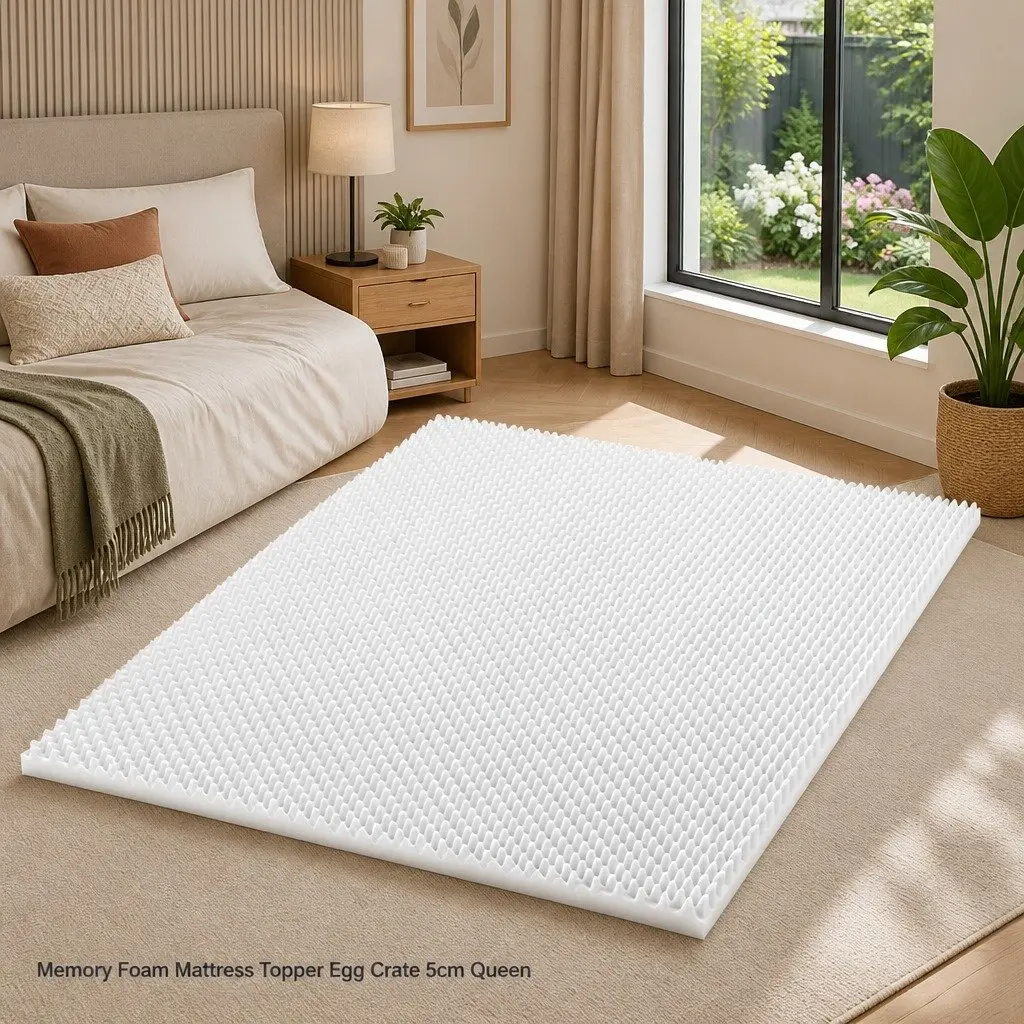 5cm Thick Egg Crate Memory Foam Mattress Topper for Queen